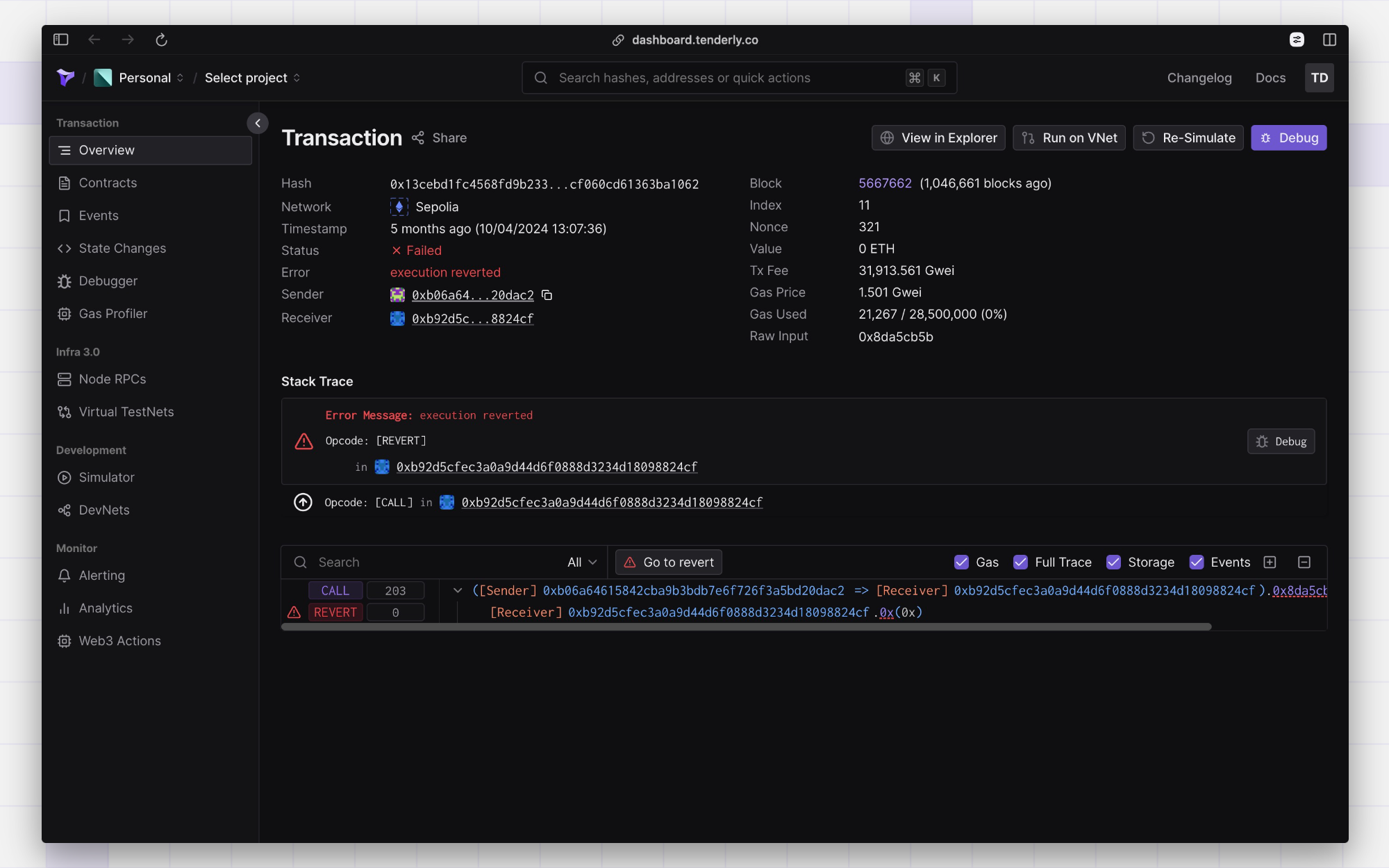 An example transaction with no decoded information