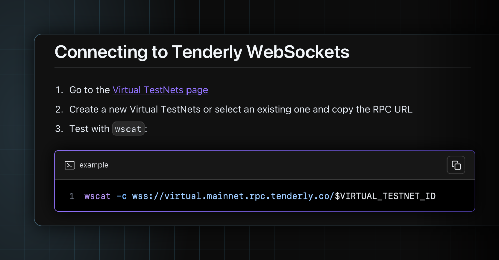 Connecting to WebSockets on Virtual TestNets